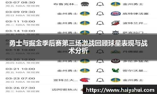 勇士与掘金季后赛第三场激战回顾球星表现与战术分析